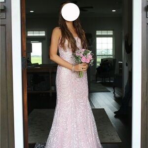 Rachel Allan Pink and Silver Prom Dress